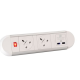 Chroma clip-on power module 2 x UK sockets, 1 x twin USB fast charge - white