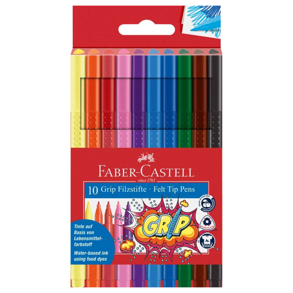 Grip Fibre Tip Colour Markers Wlt of 10