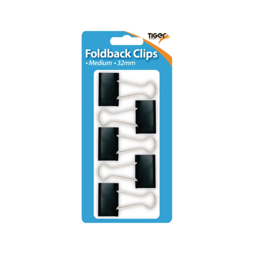 Tiger Medium Fold Back Clips (60 Pack) 302005