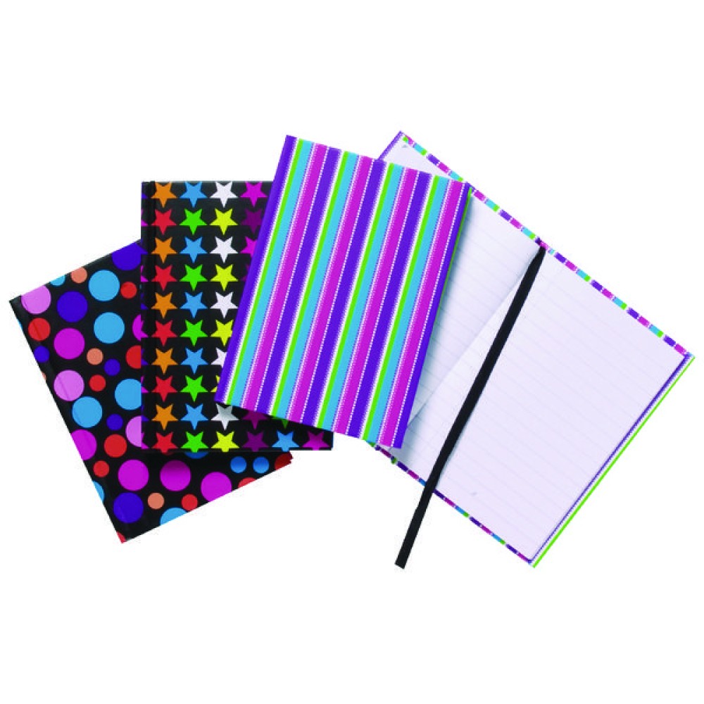A6 Fashion Assorted Feint Ruled Casebound Notebooks (10 Pack) 301642