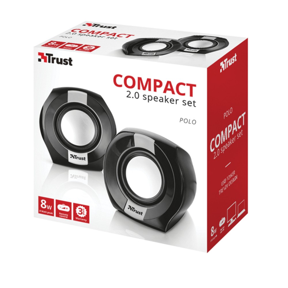 Trust compact 8 Watt 2.0 speaker set (4 Watt RMS Pack) 20943