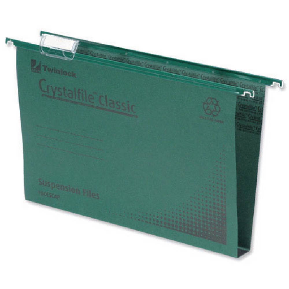 Rexel Crystalfile Classic Suspension File 30mm Foolscap Green (50 Pack) 78041