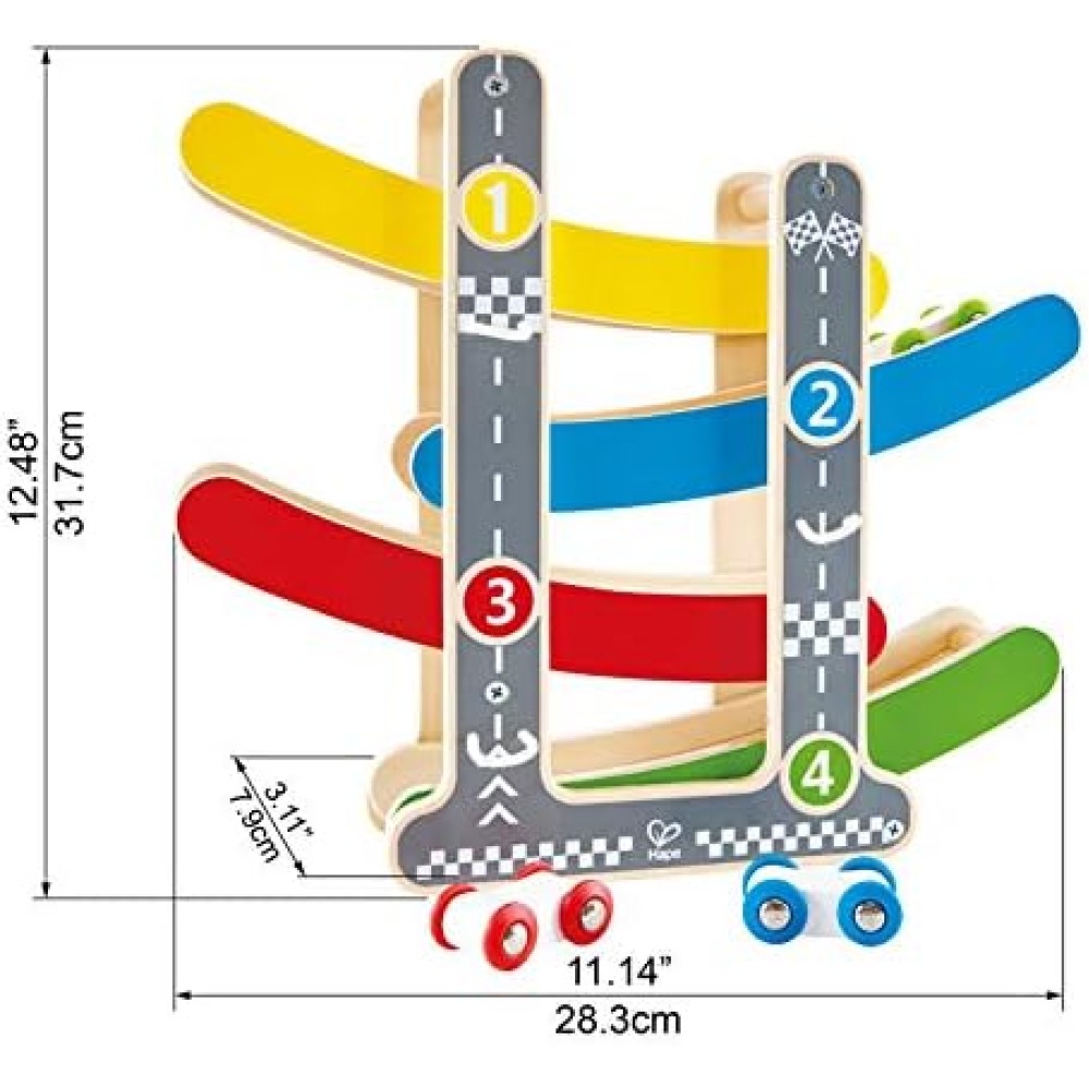Hape Fast Flip Racetrack - Wooden Toddler Toy (18+ Months)