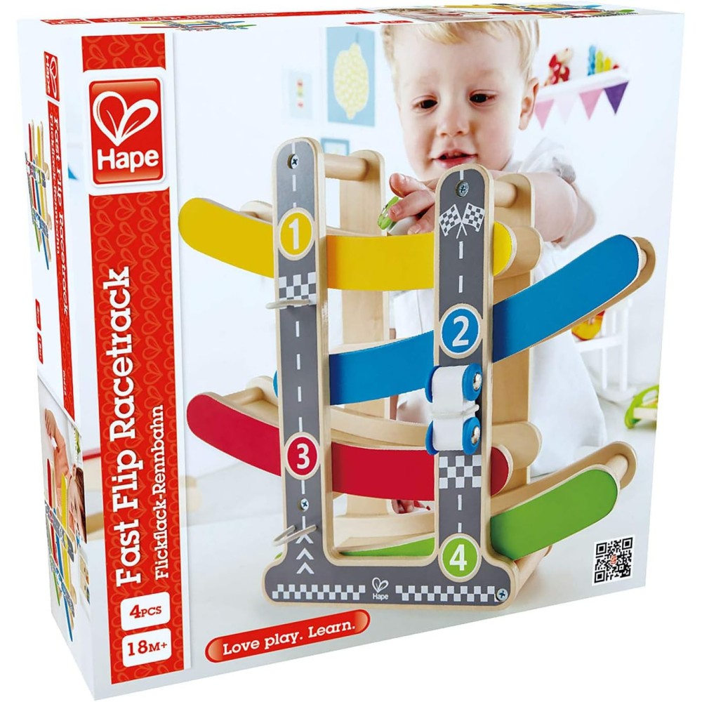 Hape Fast Flip Racetrack - Wooden Toddler Toy (18+ Months)