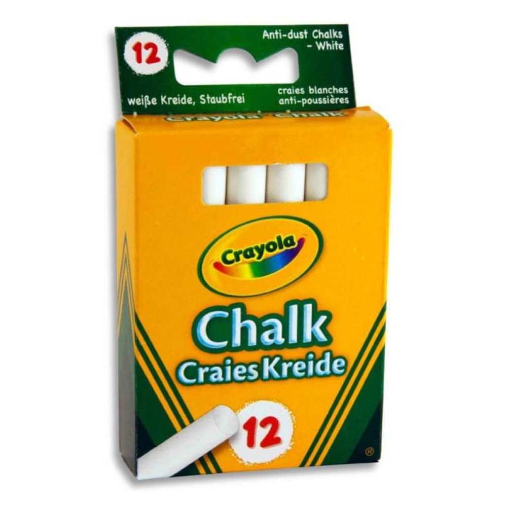 Crayola Box 12 Anti-dust Chalk - White
