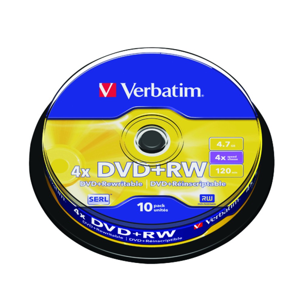 Verbatim DVD+RW Silver Non-Printable Spindle (10 Pack) 43488