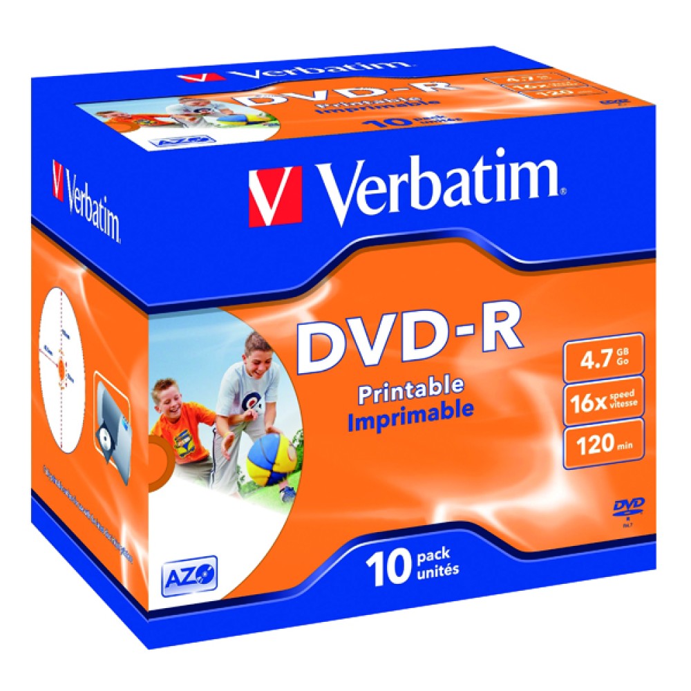 Verbatim 4.7GB 16x Speed Jewel Case DVD-R (10 Pack) 43521