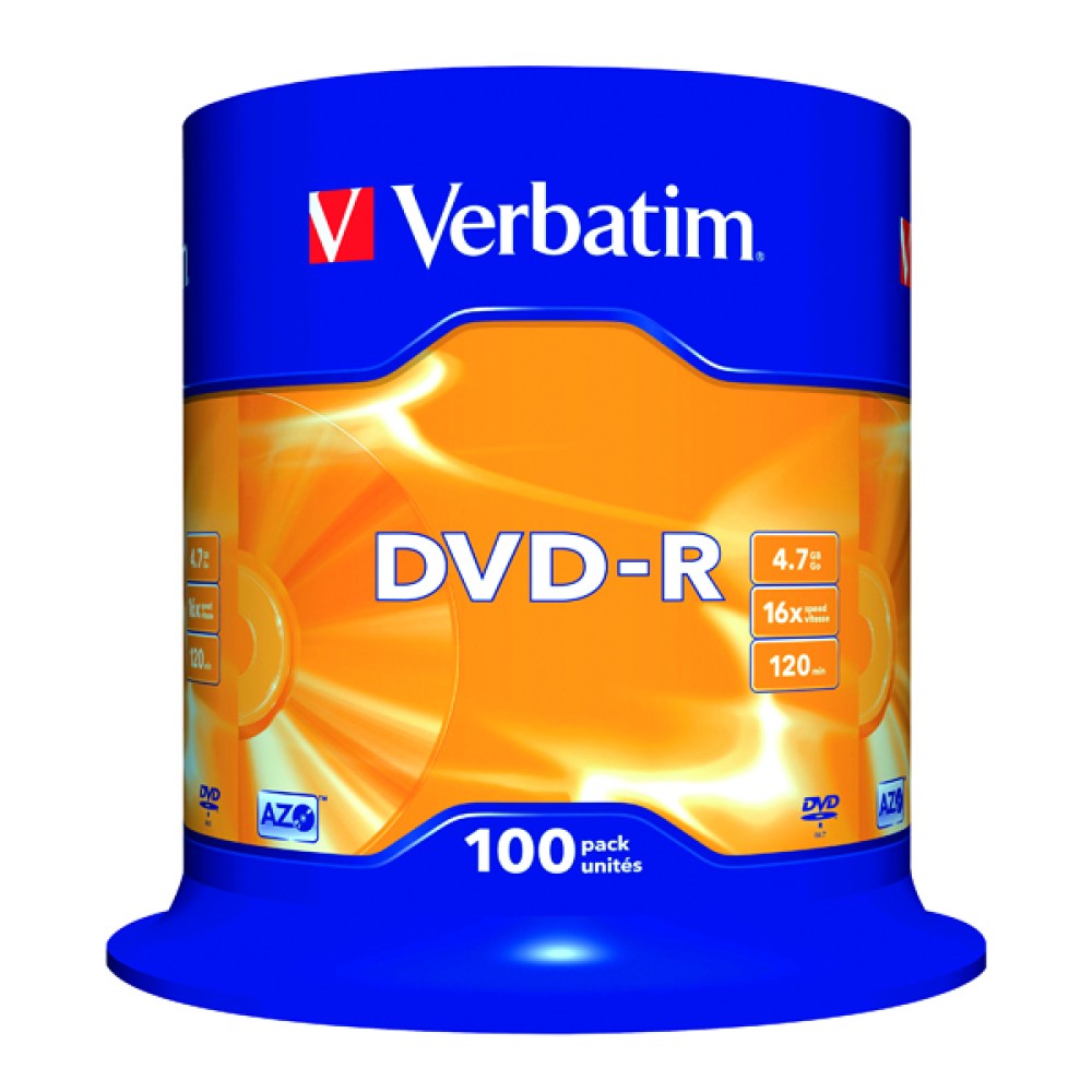 Verbatim DVD-R 16x Non-Printable Spindle (100 Pack) 43549