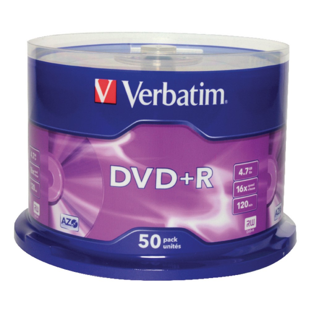Verbatim DVD+R 16X Non-Printable Spindle (50 Pack) 43550