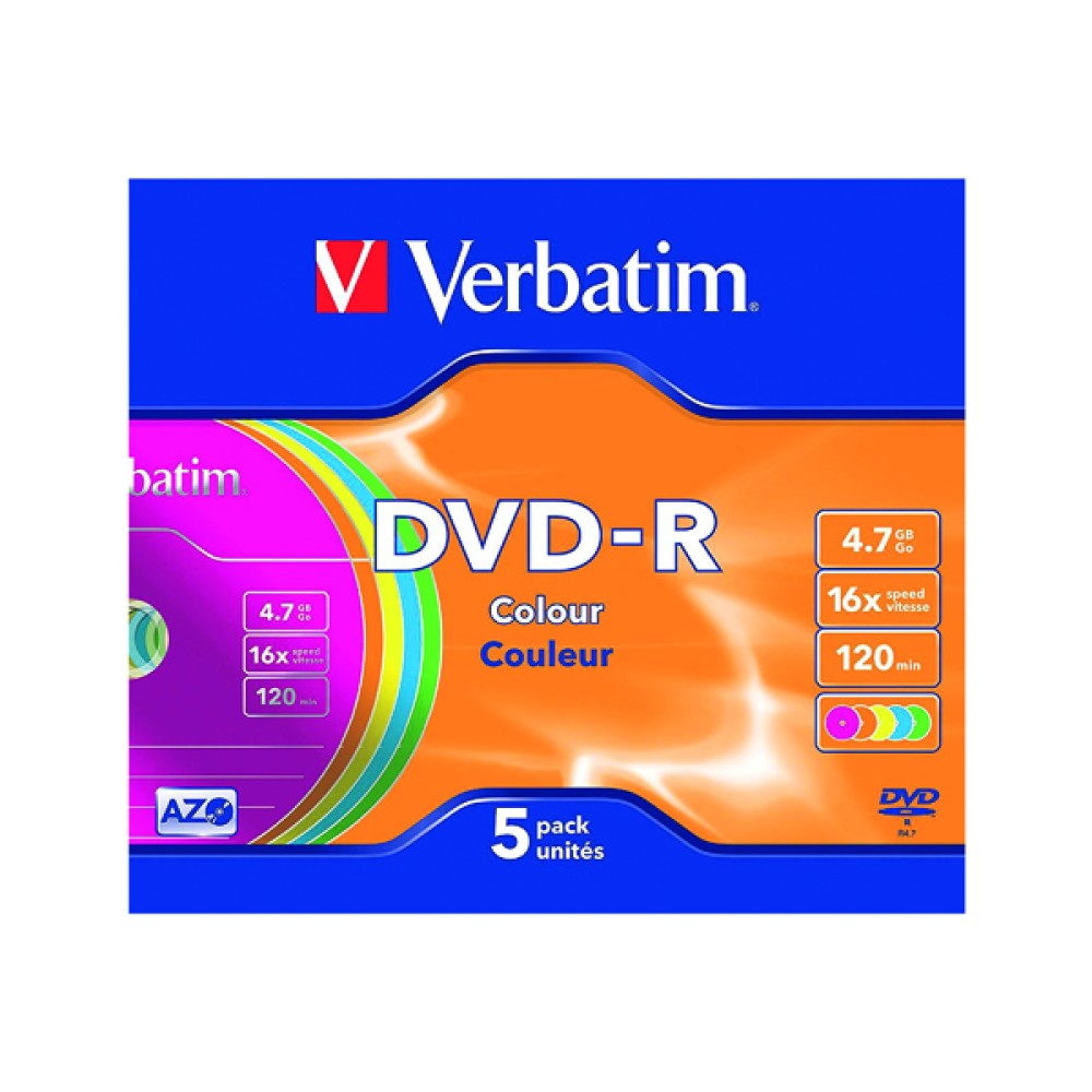 Verbatim 4.7GB Non-Printable Jewel Case DVD-R (5 Pack) 43557