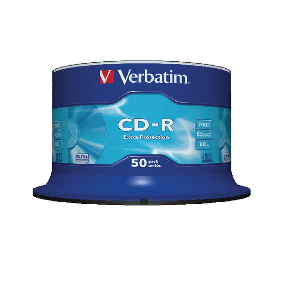 Verbatim CD-R 700MB/80minutes 52X Spindle (50 Pack) 43351