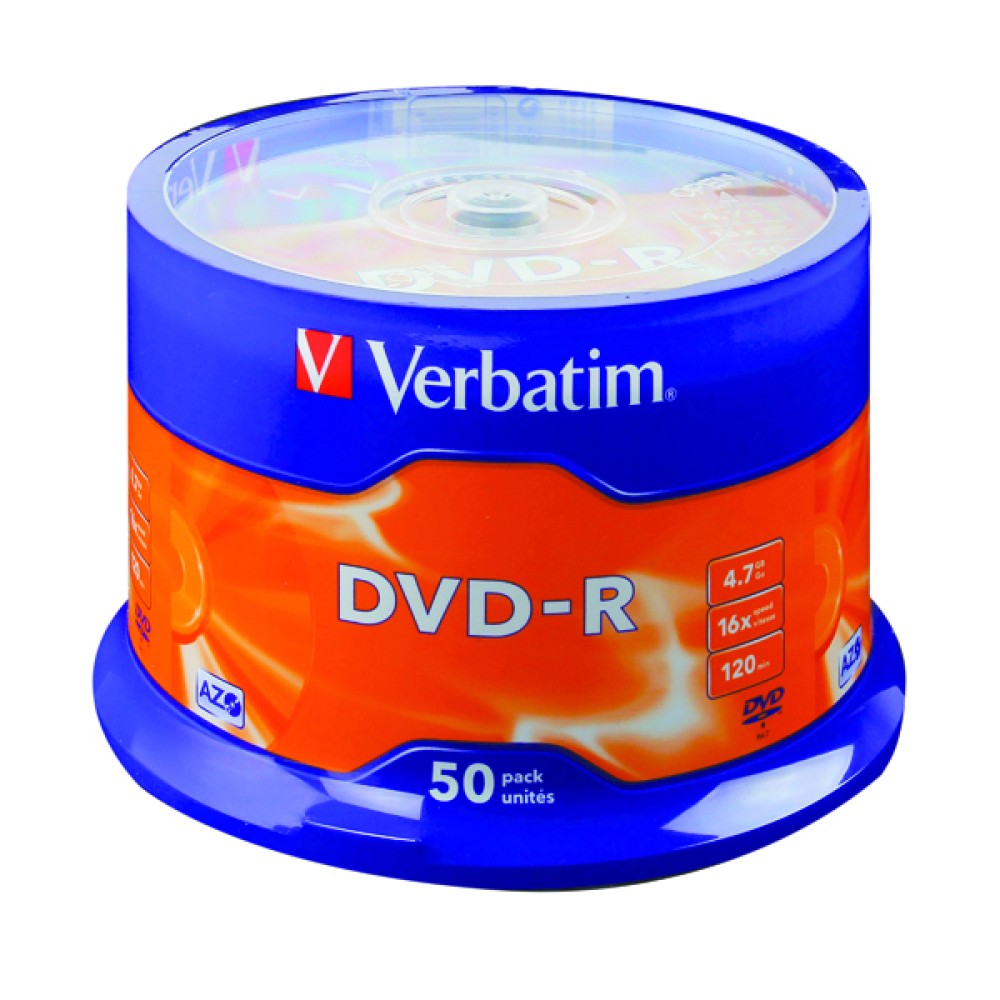 Verbatim 4.7GB 16x Speed Spindle DVD-R (50 Pack) 43548