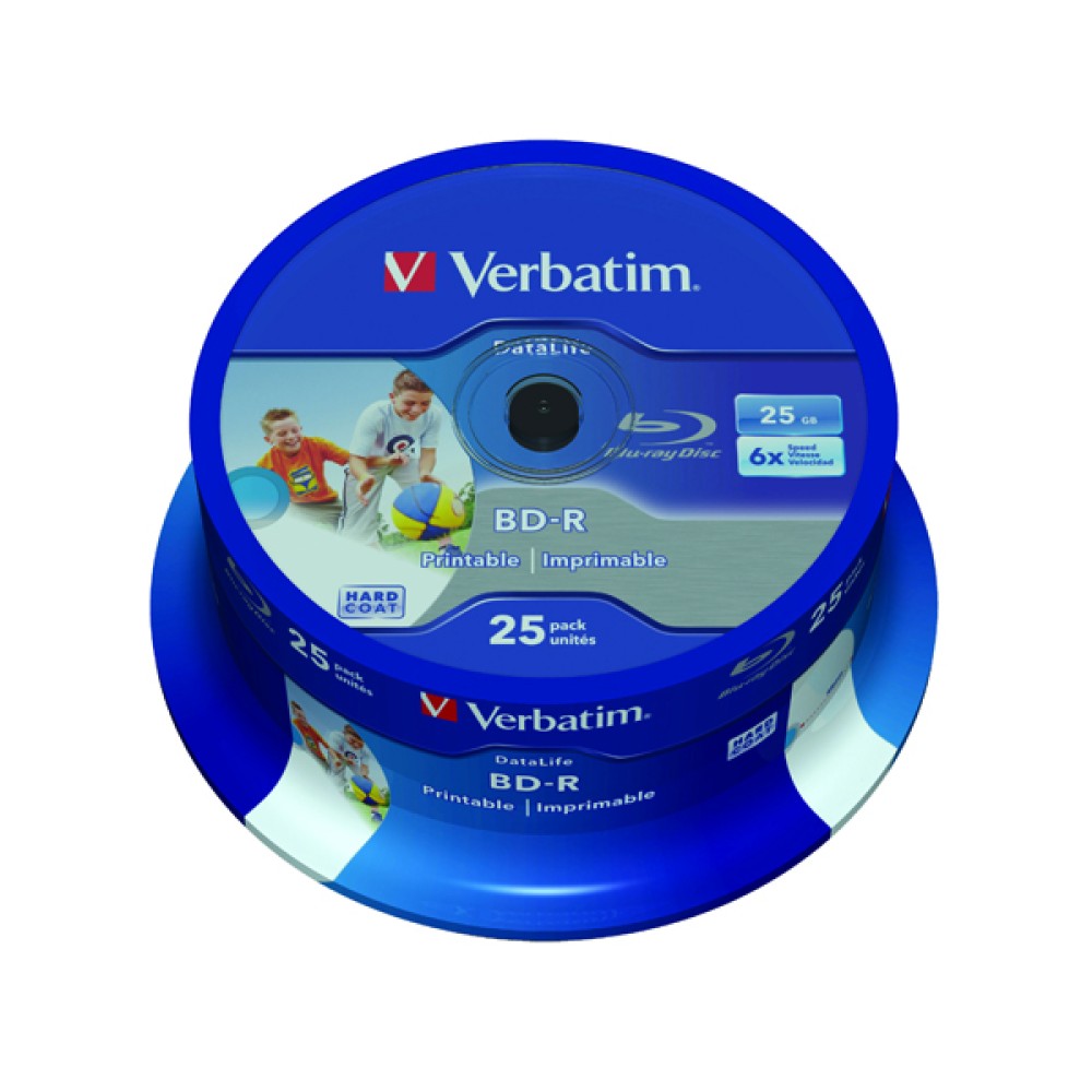 Verbatim Blu-ray BD-R 25 GB 6x Printable Spindle (25 Pack) 43811