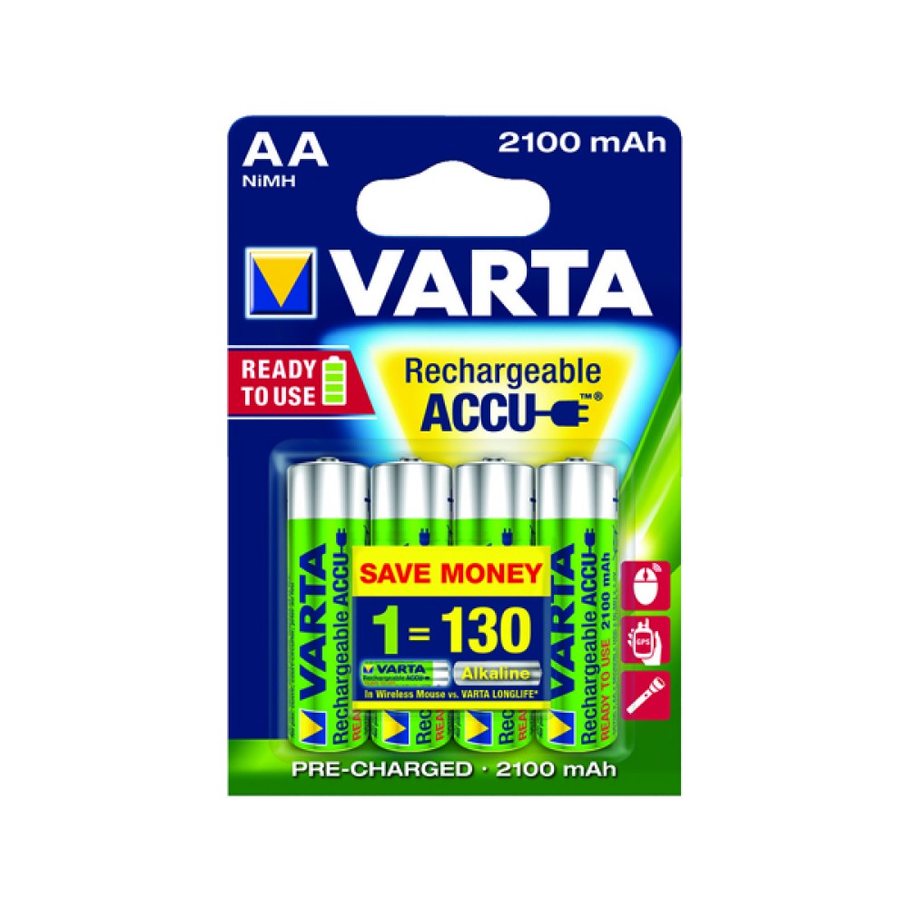 Varta AA Rechargeable Accu Battery NiMH 2100 mAh (4 Pack) 56706101404