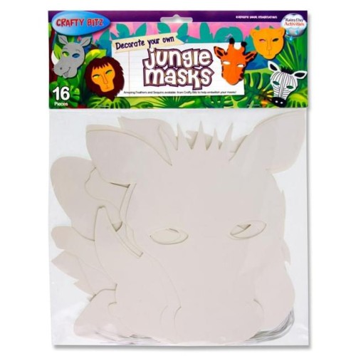 CRAFTY BITZ PKT.16 DECORATE YOUR OWN MASKS - JUNGLE ANIMALS