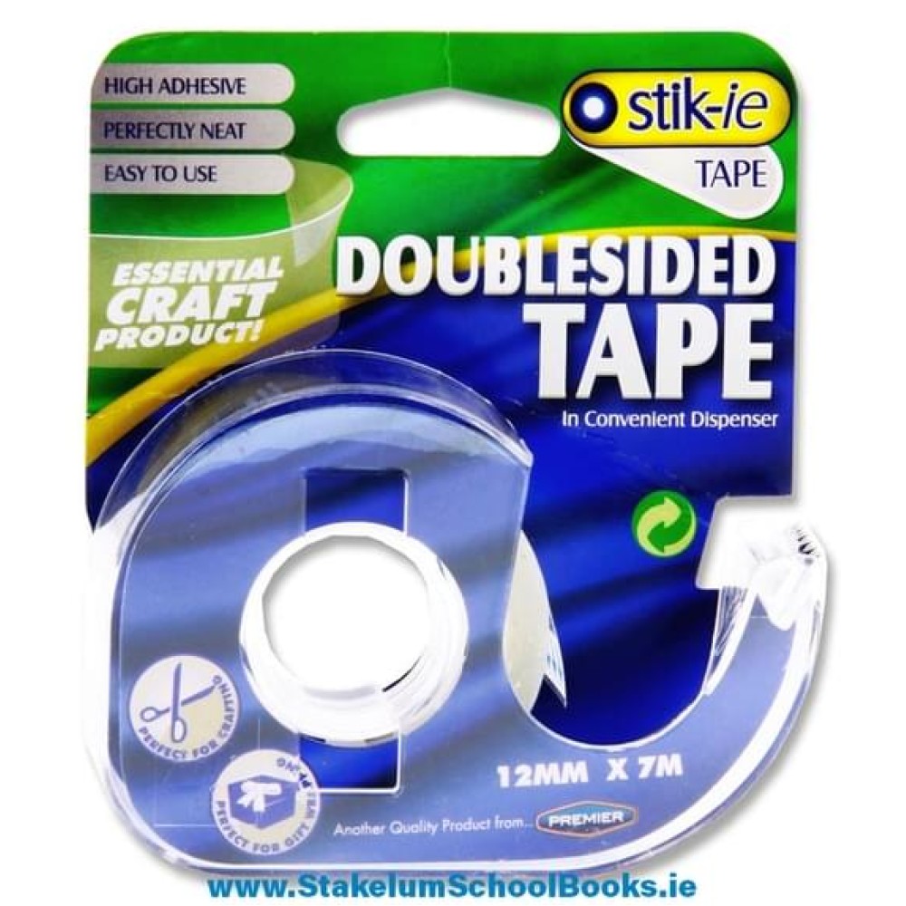 STIK-IE DOUBLE SIDED TAPE ON DISPENSER 12mm x 7m
