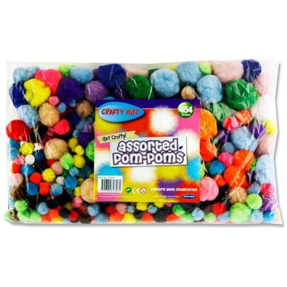 CRAFTY BITZ 454g BAG ASST POM POMS