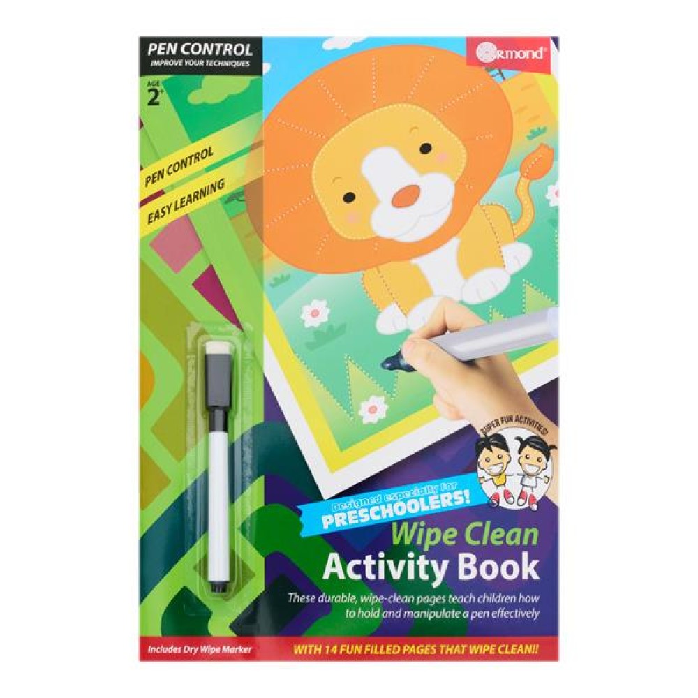 Ormond A4 14pg Wipe Clean Activity Book - Pen Control