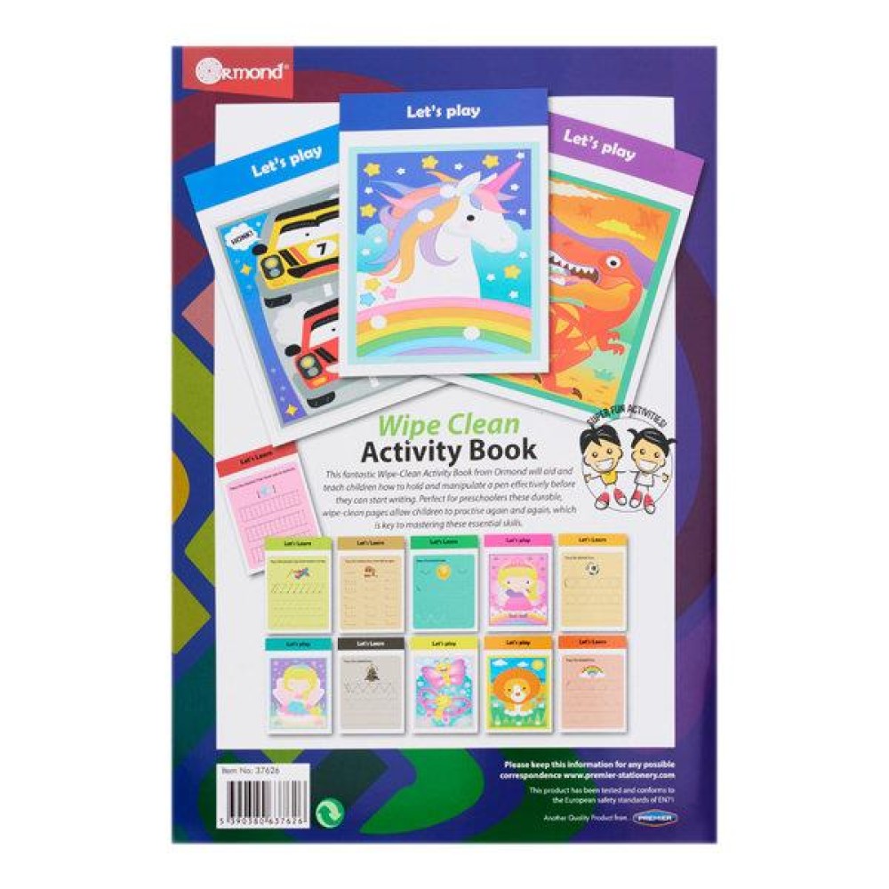 Ormond A4 14pg Wipe Clean Activity Book - Pen Control