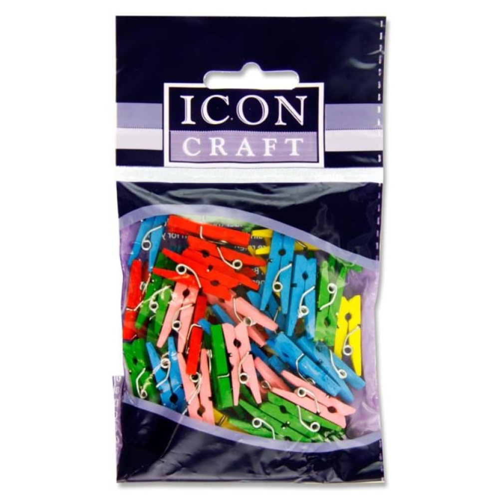 ICON CRAFT PKT.50 MINI CLOTHES PEGS - COLOR