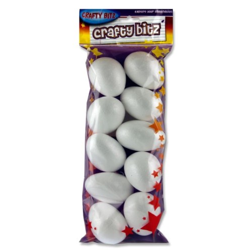 CRAFTY BITZ PKT.10 POLYSTYRENE EGGS - 7cm