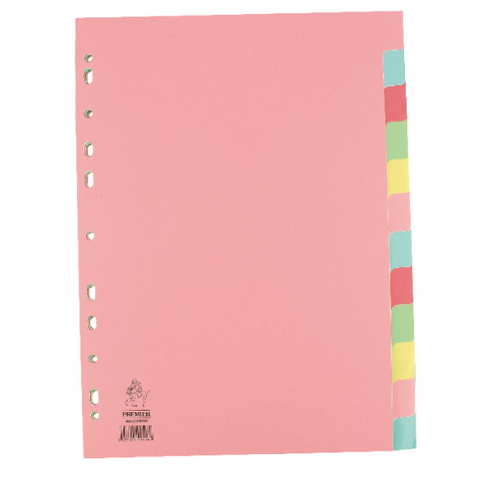 Manilla A4 Divider 12-Part Pink With Multi-Colour Tabs WX01515