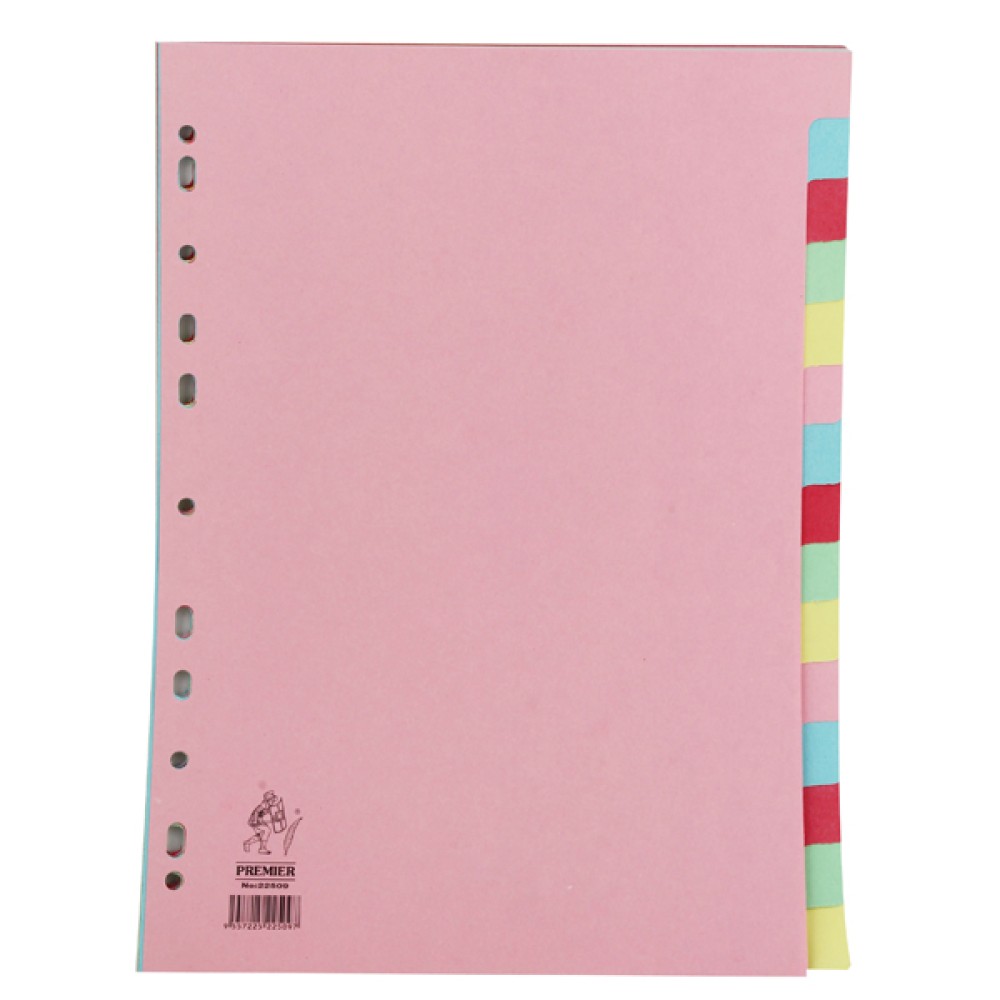 Manilla A4 Divider 15-Part Pink With Multi-Colour Tabs WX01516
