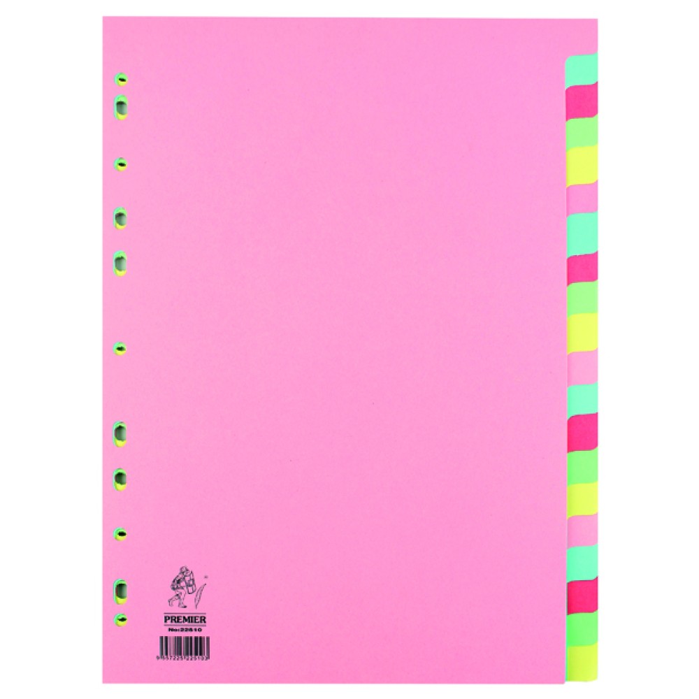 Manilla A4 Divider 20-Part Pink With Multi-Colour Tabs WX01517