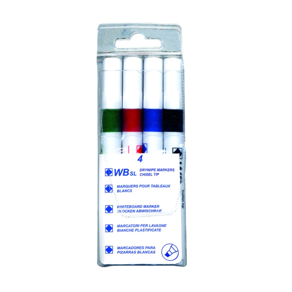 Assorted Whiteboard Markers Chisel Tip (4 Pack) WX26038