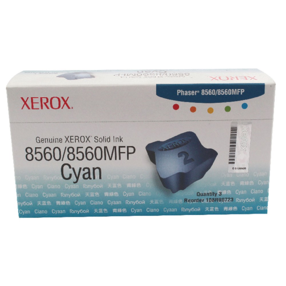 Xerox Phaser 8560 Cyan Solid Ink Stick (3 Pack) 108R00723