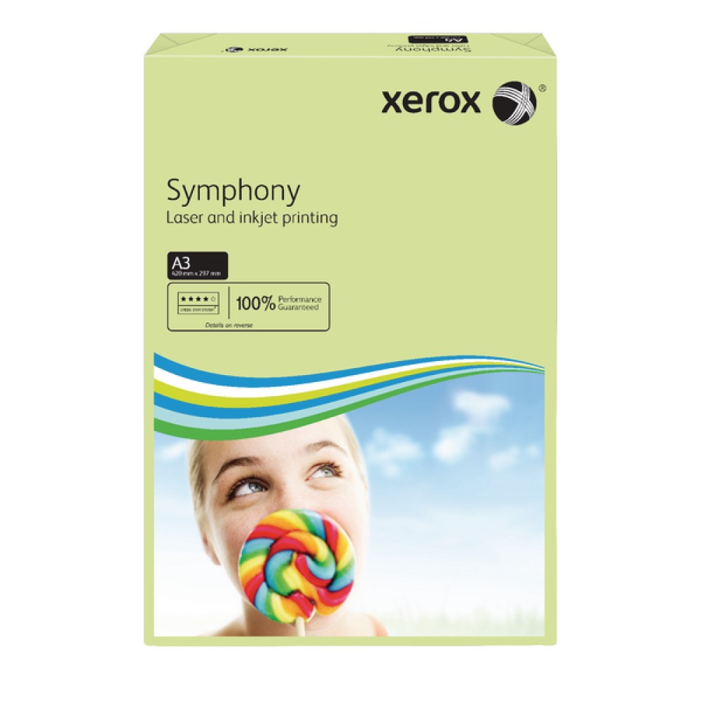 Xerox Copier A3 Symphony Tinted 80gsm Pastel Green (500 Pack) 003R91955