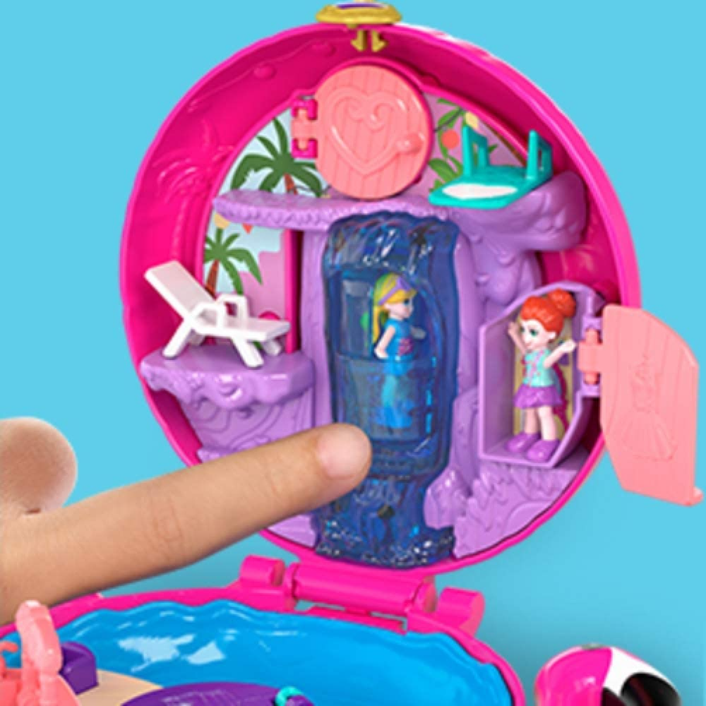 Polly Pocket Pocket World Flamingo Floatie Compact with Surprise Reveals, Micro Dolls & Accessories