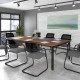 Adapt boardroom table starter unit 1200mm x 1200mm - white frame, oak top