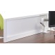 Straight glazed desktop screen 1600mm x 380mm - polar white with white aluminium frame