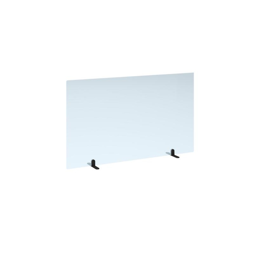 Free standing acrylic 700mm high screen with black metal feet 1200mm wide