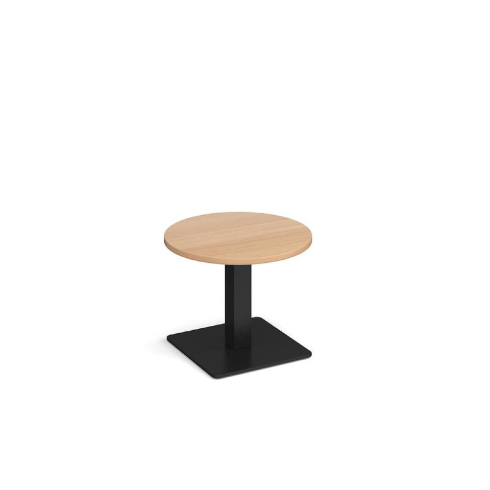 Brescia circular coffee table with flat square black base 600mm - beech