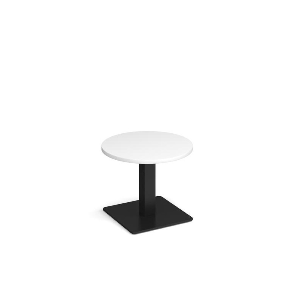 Brescia circular coffee table with flat square black base 600mm - white