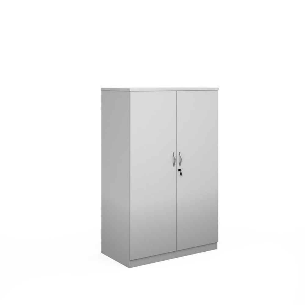 Deluxe double door cupboard 1600mm high with 3 shelves - white
