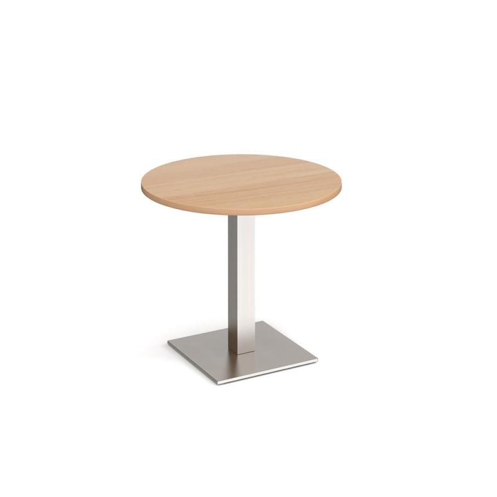 Brescia circular dining table with flat square brushed steel base 800mm - beech