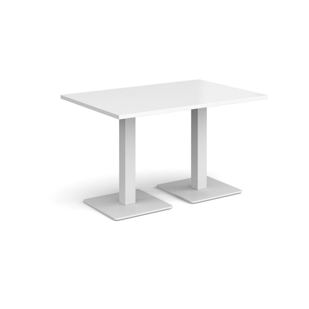Brescia rectangular dining table with flat square white bases 1200mm x 800mm - white