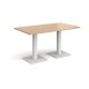 Brescia rectangular dining table with flat square white bases 1400mm x 800mm - beech