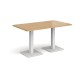 Brescia rectangular dining table with flat square white bases 1400mm x 800mm - oak