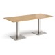 Brescia rectangular dining table with flat square brushed steel bases 1800mm x 800mm - oak
