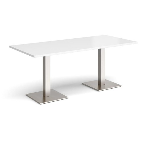 Finish: White, Frame Colour: Brushed Steel, Width: 1800