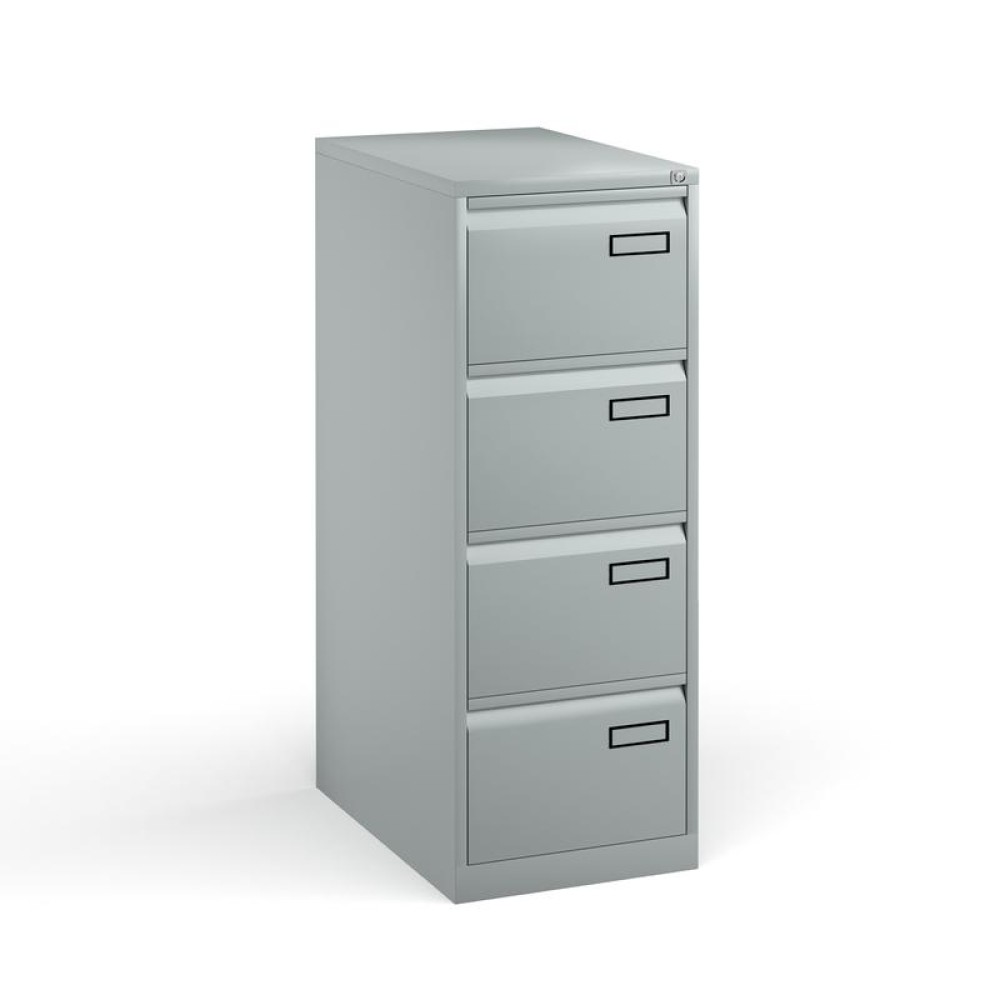 Bisley steel 4 drawer public sector contract filing cabinet 1321mm high - silver