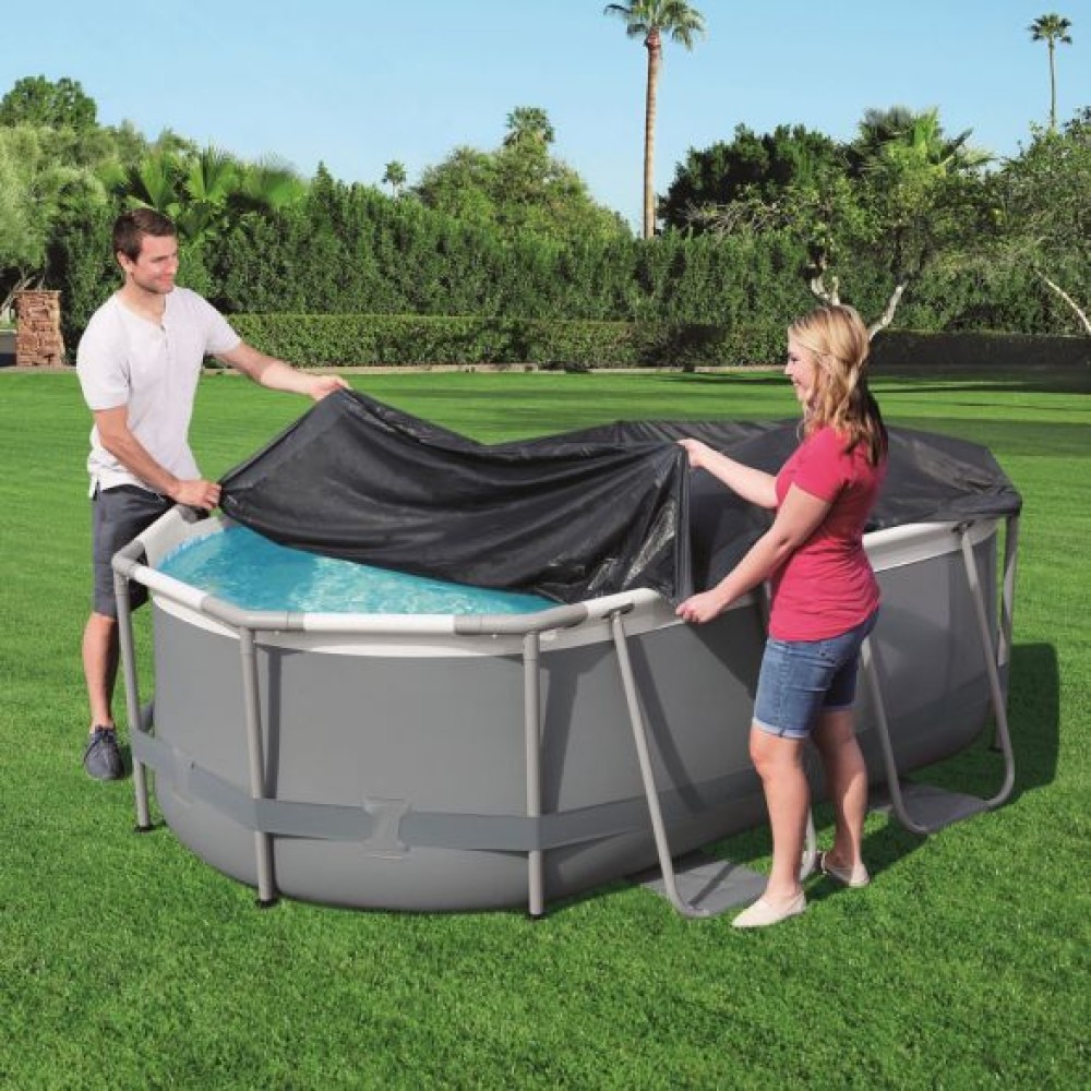 Bestway Flowclear Swimming Pool Cover for Power Steel Oval Pools, 10 ft