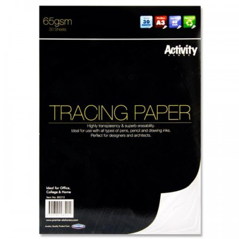 PREMIER ACTIVITY A3 65gsm TRACING PAPER PAD 30 SHEETS