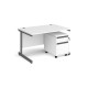 Contract 25 1200mm straight desk with graphite cantilever leg and 2 drawer mobile pedestal - white