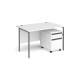Contract 25 1200mm straight desk with graphite H-frame leg and 2 drawer mobile pedestal - white