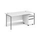 Contract 25 1600mm straight desk with graphite H-frame leg and 2 drawer mobile pedestal - white